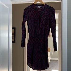 Plum/blue/black cinch waist dress